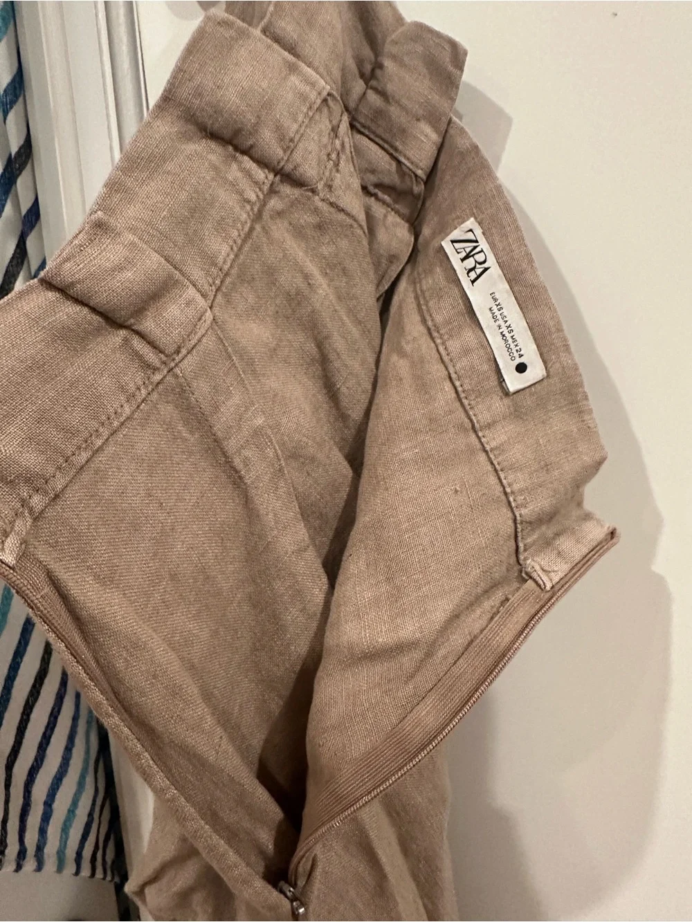 Zara Linen-Blend wide leg pants in Taupe